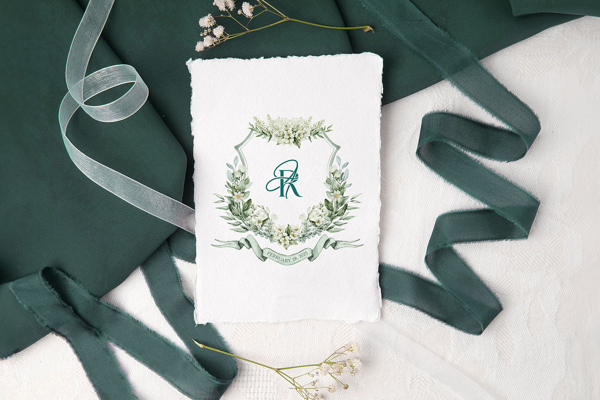 Watercolor Crest with AR RA Initials, an Object Illustration by GraphicsByNaeem (Photo 2 of 4)
