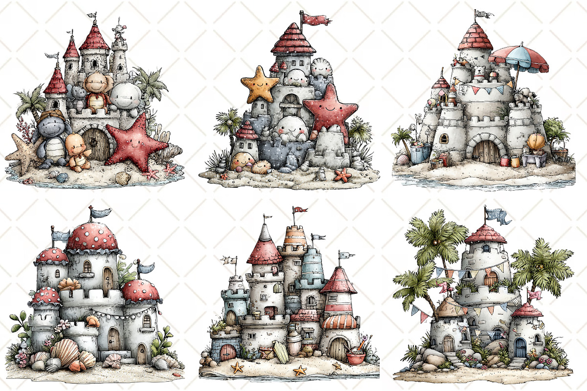 Whimsical Summer Sandcastle Clipart, an Illustration by Black Bird Studio (Photo 4 of 5)