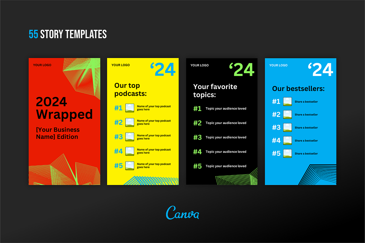 2024 Wrapped Story Templates (Canva), a Social Media Template by Anchor ‹A› Digital Design (Photo 3 of 6)