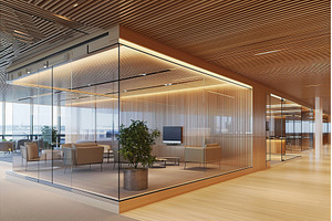 Spacious modern office interior with, an Architecture Photo by Lermont51