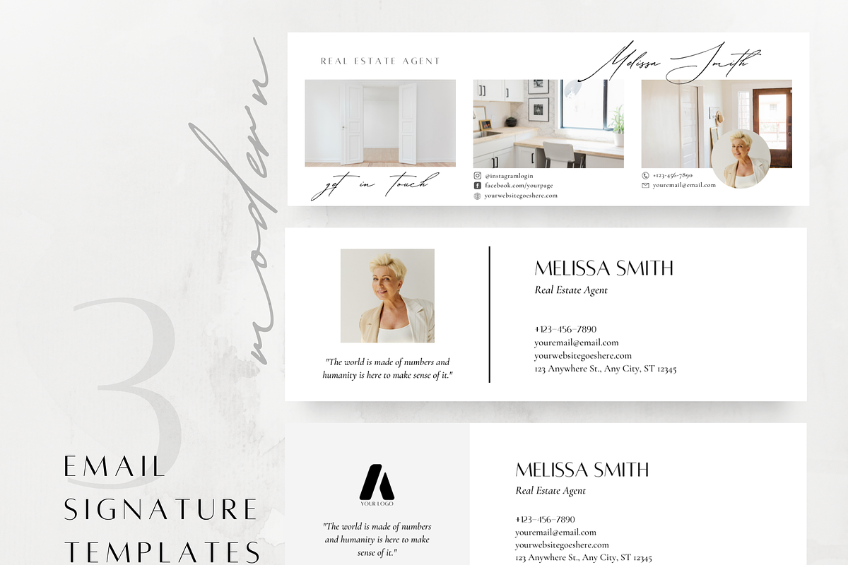 3 Email Signature Templates, a Marketing Template by ZoaniDesign (Photo 1 of 10)