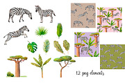 Watercolor zebras and plants., an Animal Illustration by yulia.sukhanova (Thumbnail 2 of 3)