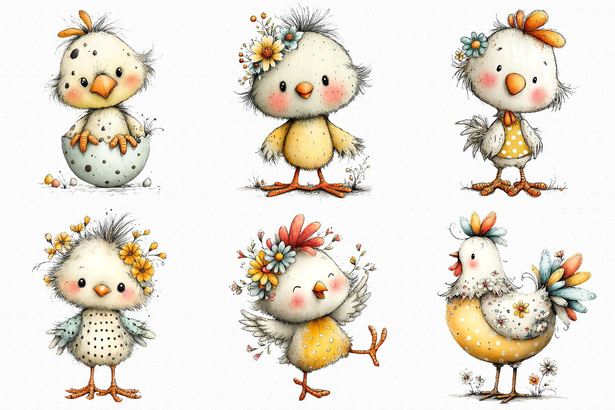 Whimsical Easter Chicken Clipart, an Illustration by Libby Wishes (Photo 8 of 9)