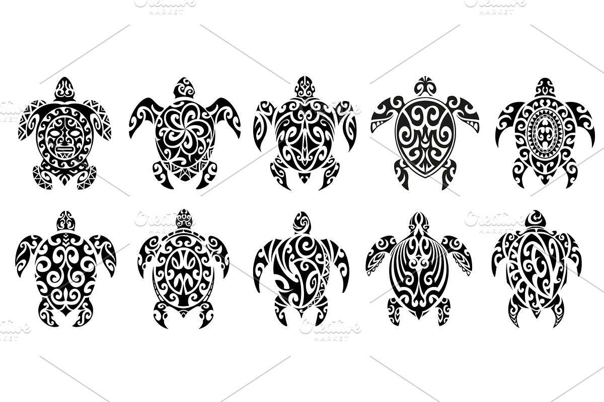 Tribal Maori turtle animal tattoo, an Animal Illustration by Vector Tradition