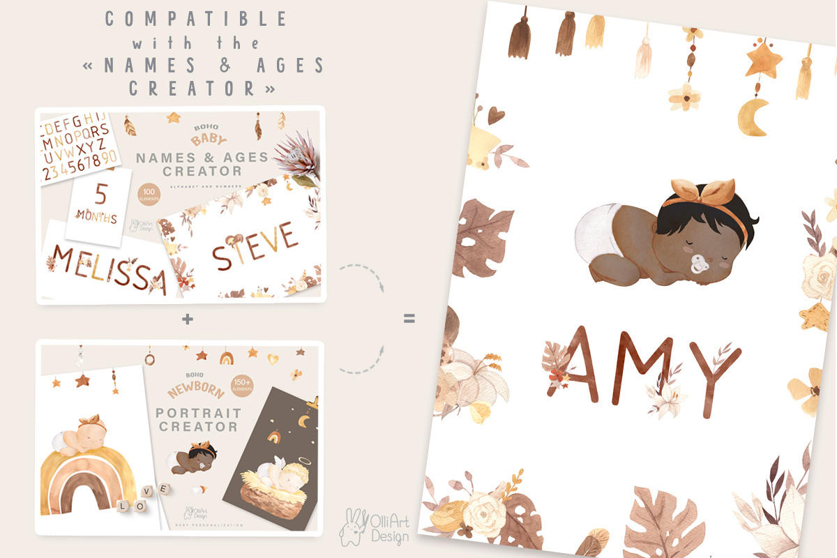BABY PORTRAIT CREATOR. Boho newborn, a Person Illustration by OlliArtDesign (Photo 13 of 14)