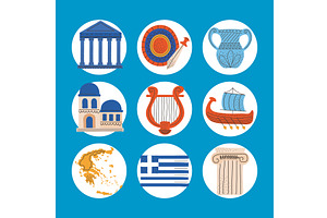collection greece icons, an Object Illustration by studiogstock