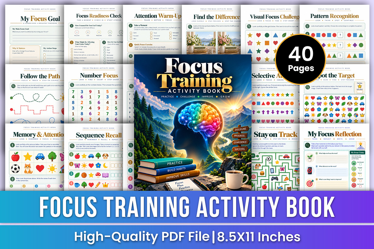 Focus Training Activity Book | Focus, a Stationery Template by Mustafiz (Photo 1 of 4)