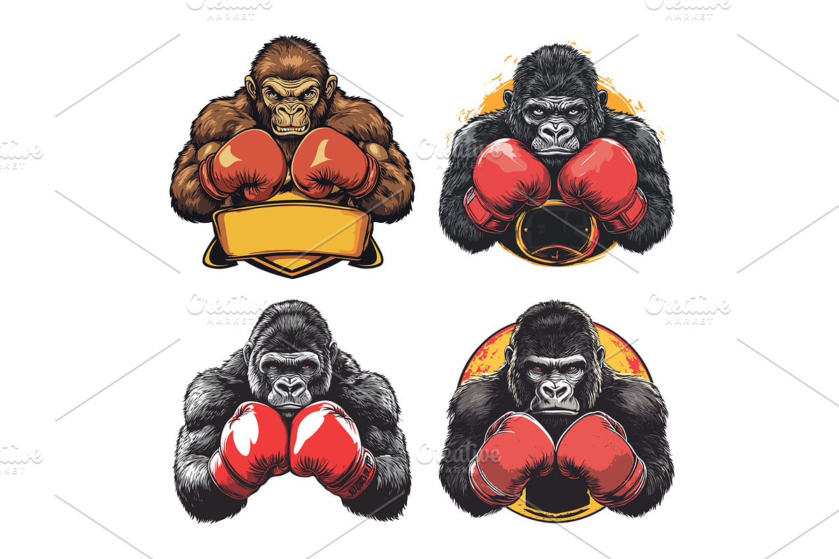 Cartoon gorilla boxer. Furious, an Object Illustration by Stock-Smart-Start
