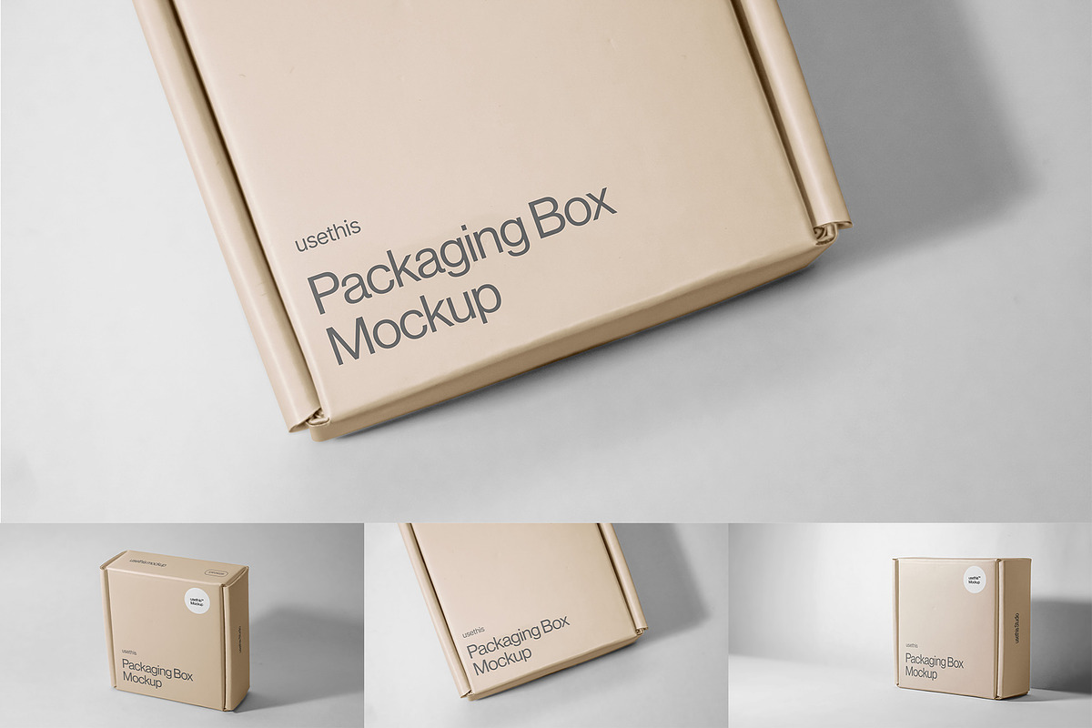 Packaging Box Mockup Collection, a Packaging Mockup by Usethis Mockup (Photo 1 of 7)