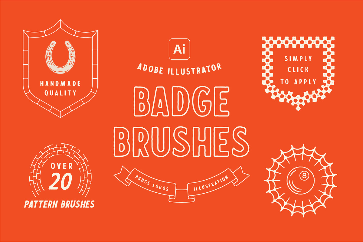 Logo Badge Pattern Brush for Ai, a Brush Add-On by Hannah Bacon Design (Photo 1 of 8)