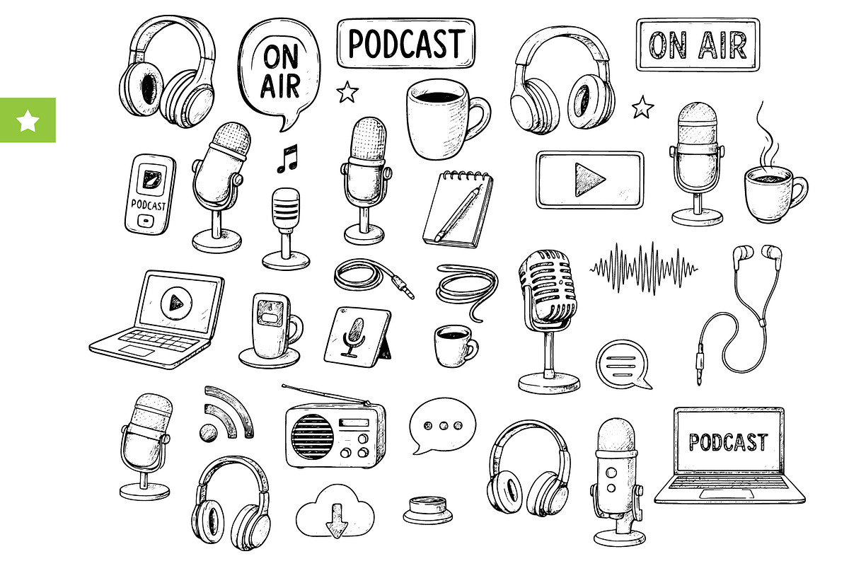 Vintage Podcast Studio Set, an Object Graphic by RT Studio (Photo 1 of 4)