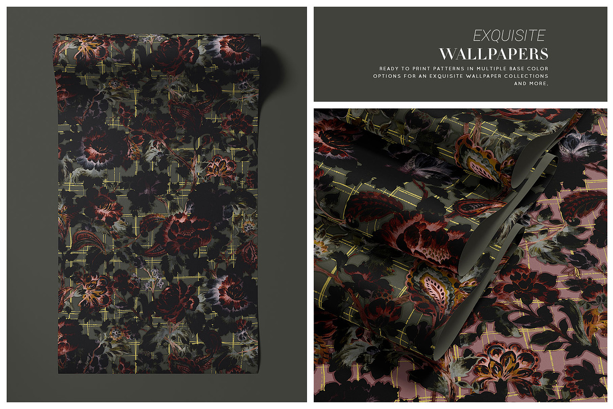 Velvet Noir Floral prints & elements, a Pattern Graphic by Pink Linen (Photo 11 of 14)