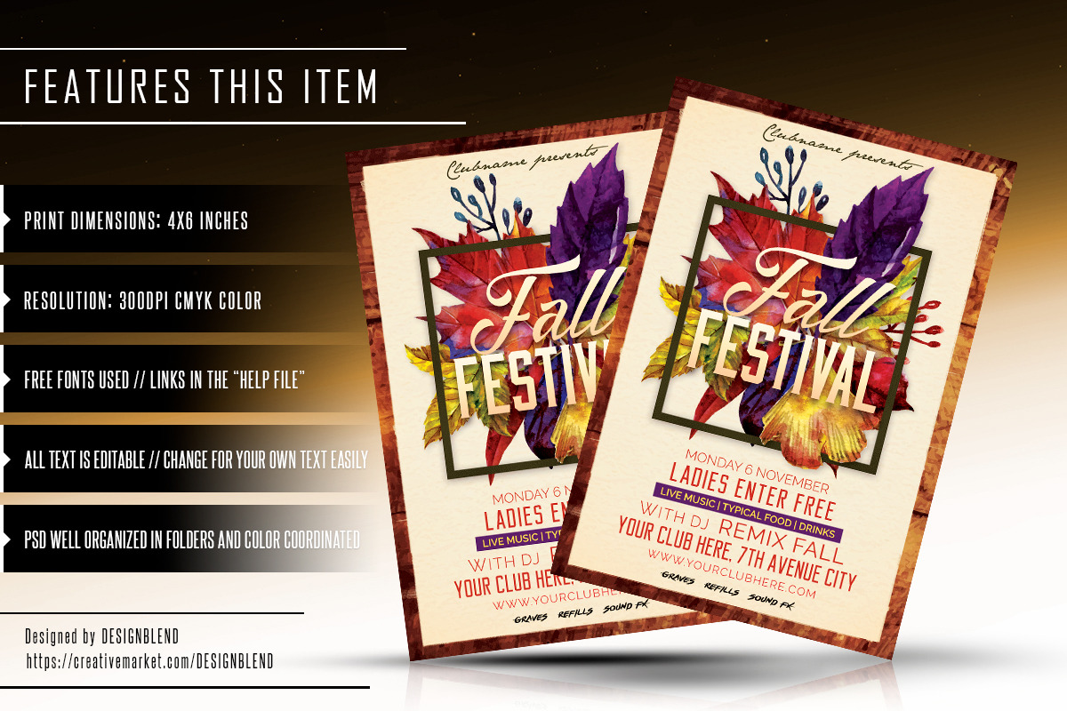 Fall Festival Flyer - PSD Template, a Flyer Template by designblends@gmail.com (Photo 2 of 2)