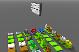 Crossy Road Style Game Voxel Assets