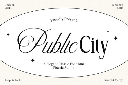 Public City Elegant Classic Font Duo, a Font by Pixesia Studio