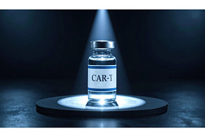 CAR-T cell therapy vial under, a Technology Photo by Igor Tichonow