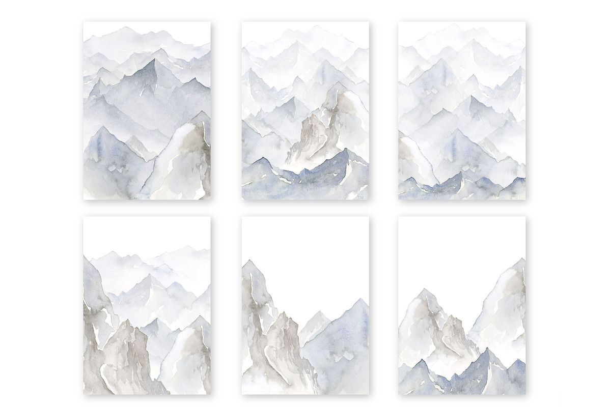 Watercolor Mountains Clipart, a Background Graphic by Lemon design (Photo 4 of 8)