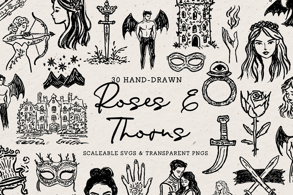 Romantasy Clipart, Book Doodles, an Object Illustration by The October Creative (Photo 1 of 6)