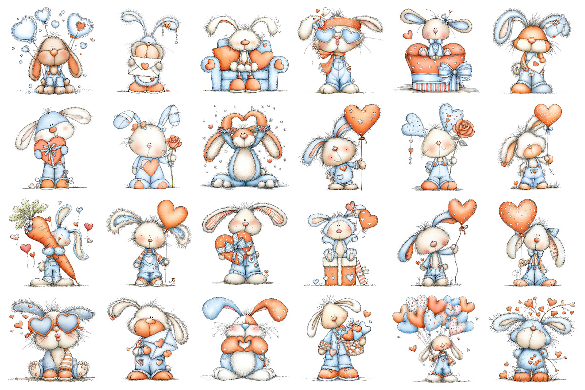 Quirky Valentines Bunny Clipart, an Illustration by designcity5 (Photo 2 of 5)