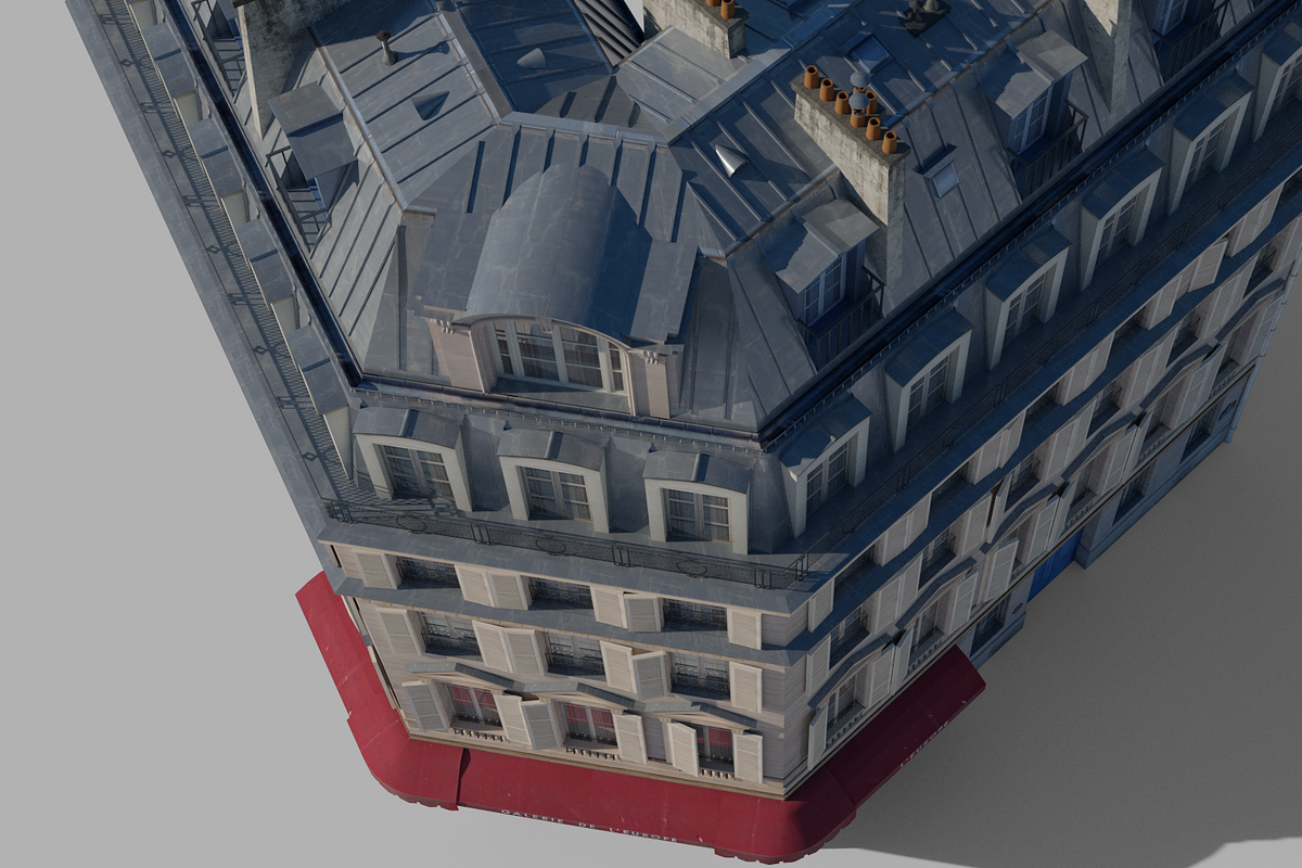 Parisian corner building, an Architecture 3D Model by happy brush (Photo 7 of 11)