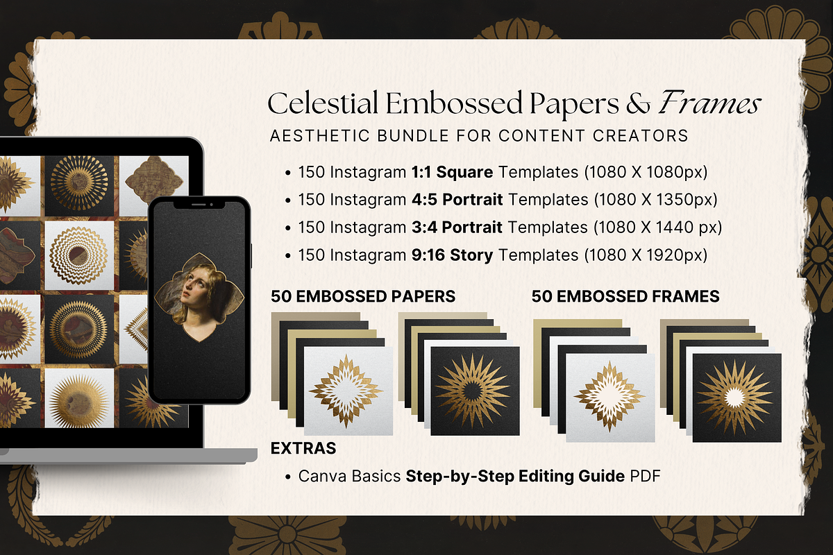 Celestial Gold Foil Papers & Frames, a Social Media Template by The Flossy Finch (Photo 2 of 20)