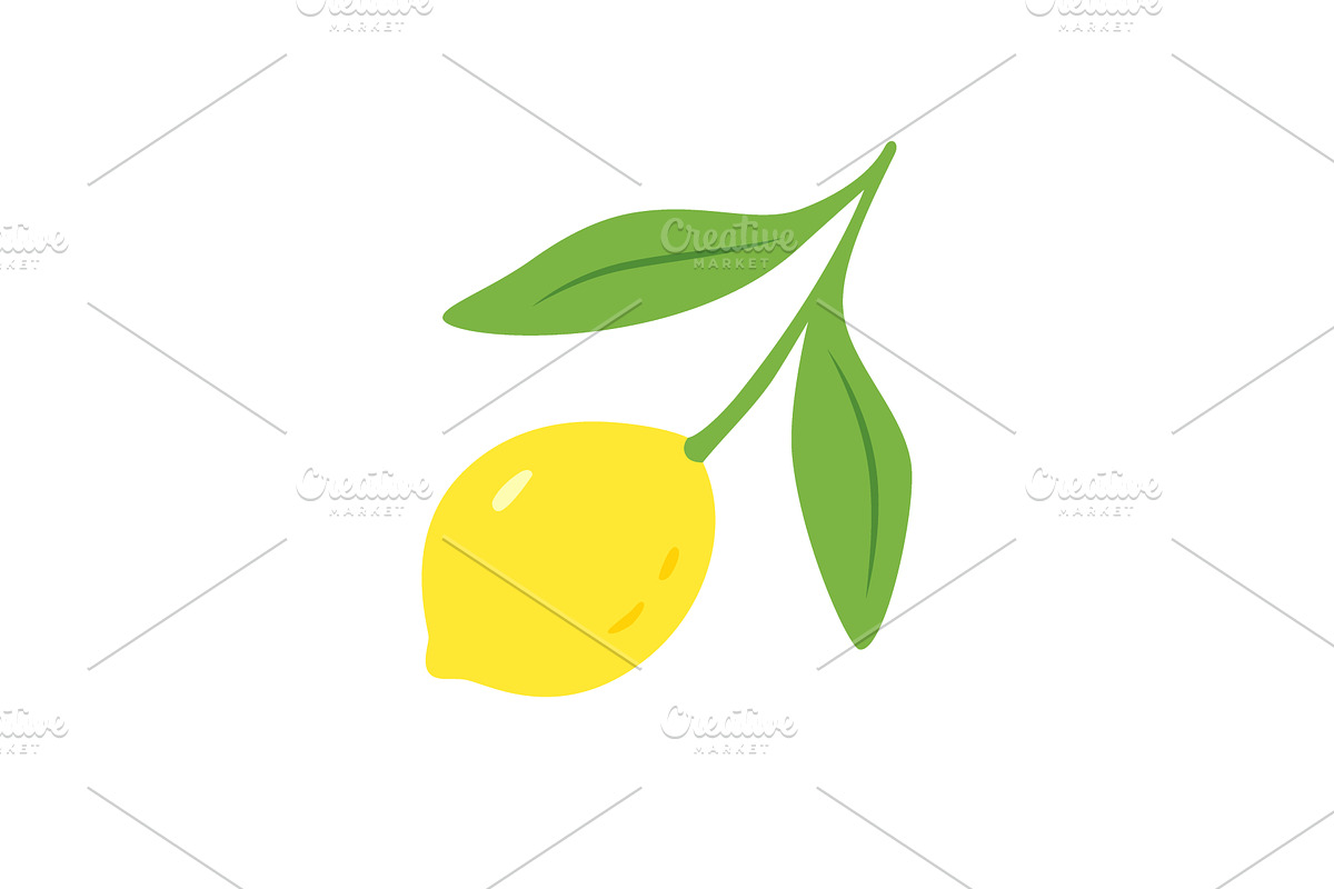 Bright yellow lemon with green, a Food Illustration by GraphiShop