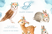 Happy Forest Watercolor Clip Art, an Animal Illustration by everysunsun (Thumbnail 5 of 6)
