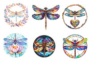 Round Dragonfly Stained Glass Clipar, an Illustration by CreationArt (Thumbnail 3 of 5)