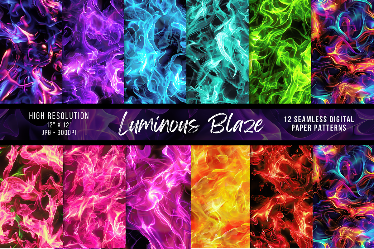 Luminous Blaze Digital Paper, a Pattern Graphic by Chromolume Studio (Photo 1 of 28)