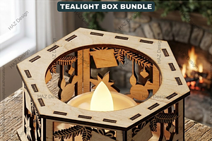 Holiday Tealight Holder LaserCut svg