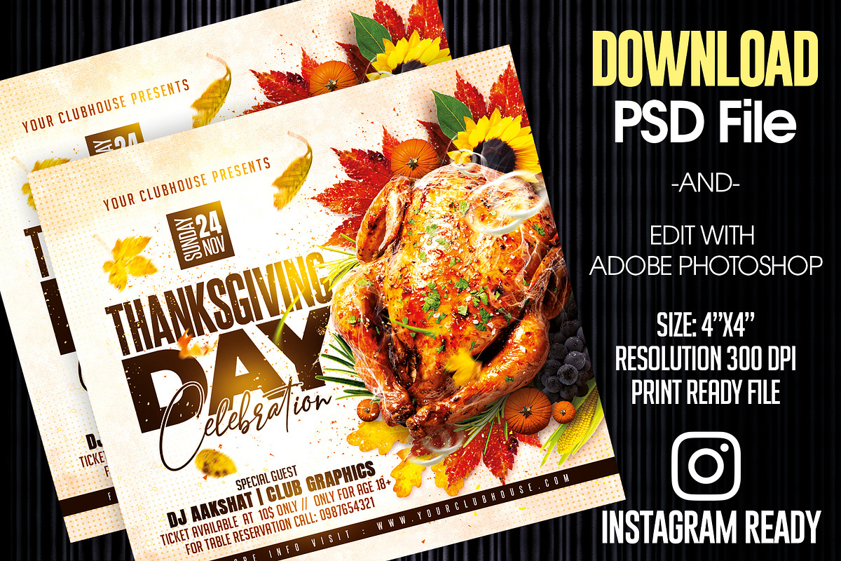 Thanksgiving Flyer Template, a Flyer Template by MithilaCreation (Photo 2 of 6)