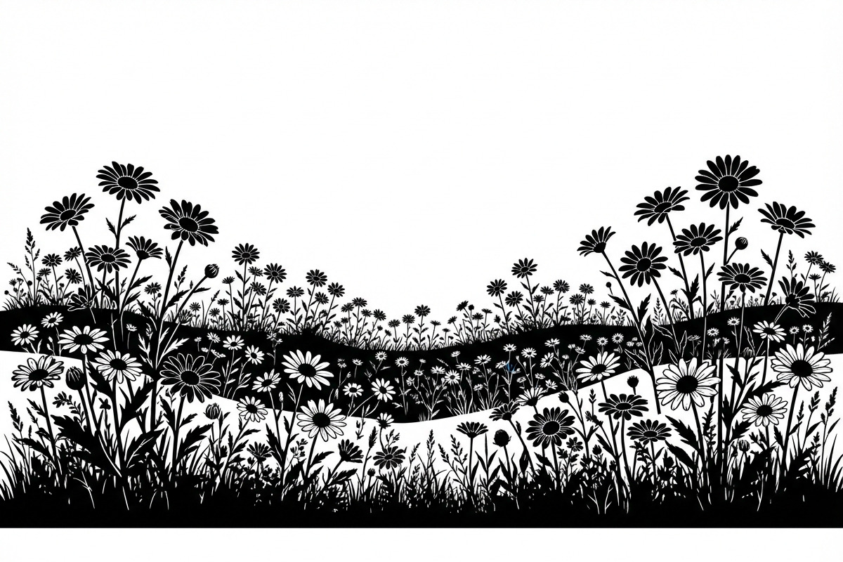 60 Daisy Flower Field Silhouette, a Seasonal Illustration by Amazin_art (Photo 18 of 28)