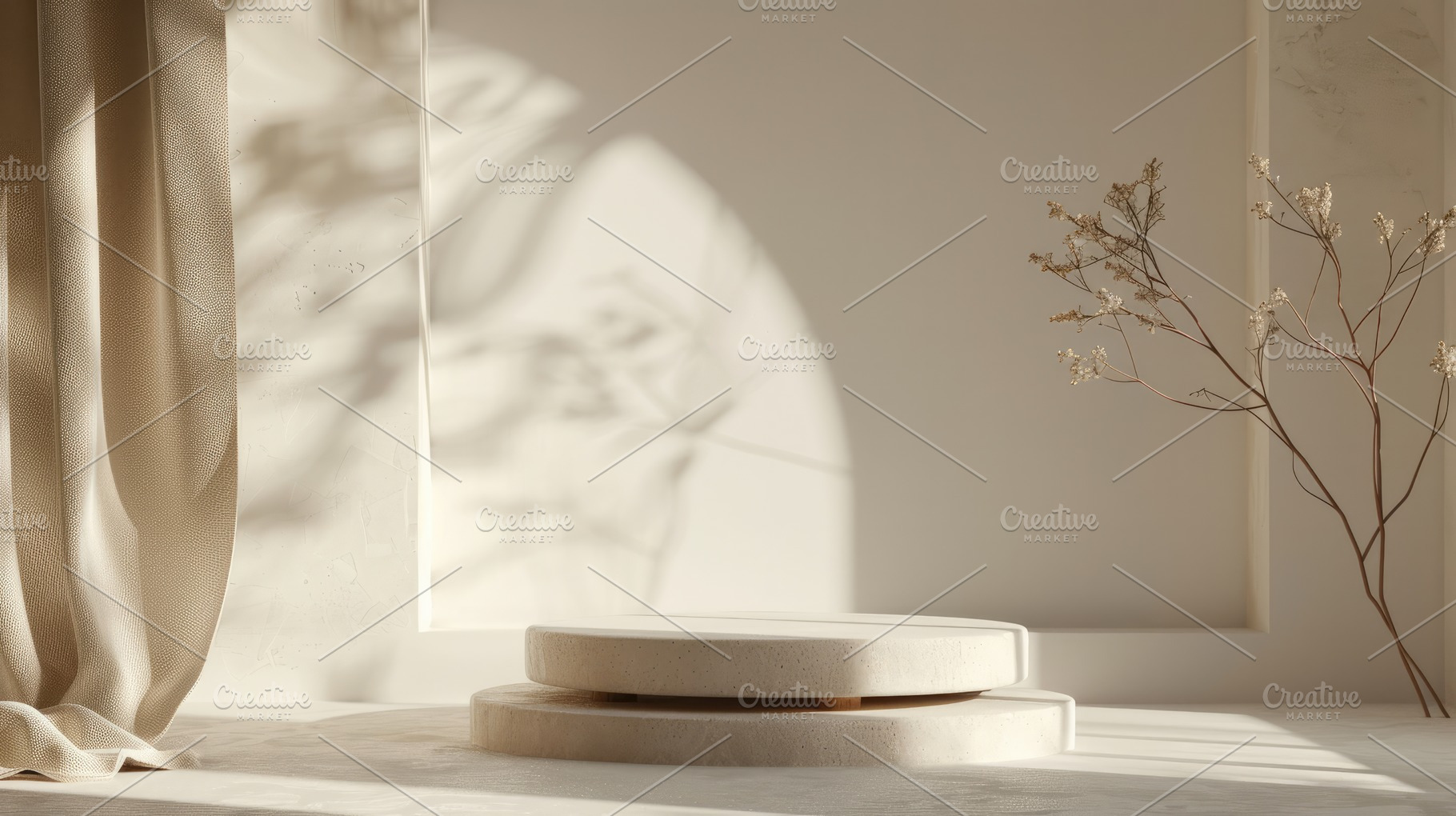 Minimalist Product Podium in beige, a Background Photo by Virgo Studio