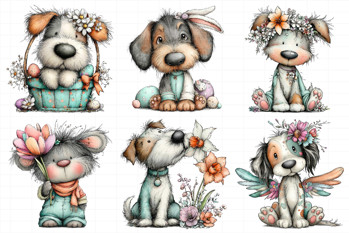 Whimsical Spring Dogs Clipart, an Illustration by Daily.Designs (Photo 6 of 7)