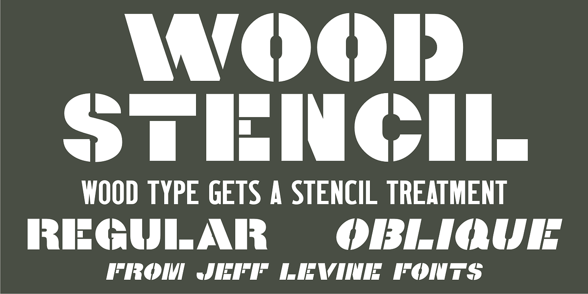 Wood Stencil JNL, a Sans Serif Font by Jeff Levine Fonts