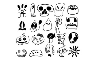 Simple Halloween Monster set. hand, an Animal Illustration by Nenahliadava Design