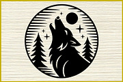 25 Howling Wolf Moon Silhouette Set, an Animal Illustration by Artivon (Thumbnail 4 of 4)