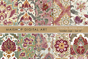 Vintage Seamless Digital Paper Set, a Pattern Graphic by Maishop