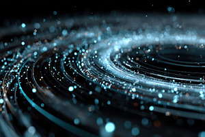 Abstract swirling blue light and par, a Photo by Pixeness Studio