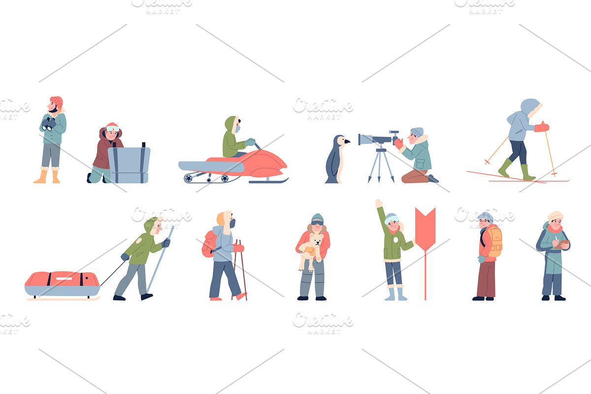 Polar station workers in winter warm, an Illustration by LadadikArt