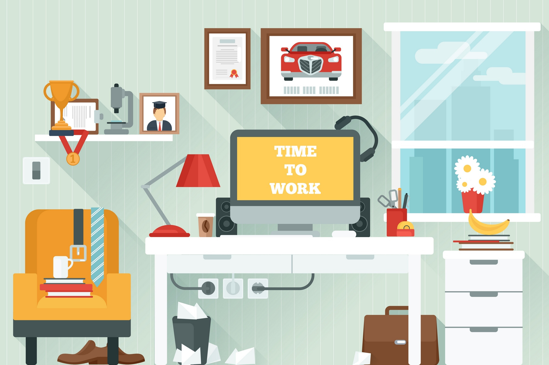 Workspace in room, a Decorative Illustration by Macrovector