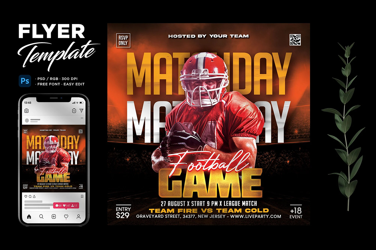 Football Flyer Template, a Social Media Template by Hubzway