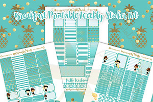 Breakfast Printable Planner Stickers
