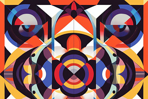 Seamless abstract geometric pattern featuring bold colors and shapes, including, a Pattern Graphic by Textures & Backgrounds