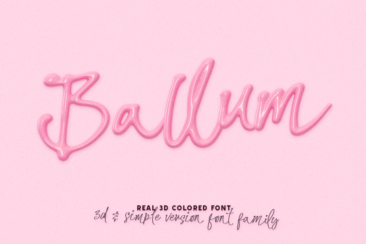 BALLUM. OTF 3D script color font., a Symbol Font by Luxfont (Photo 1 of 14)