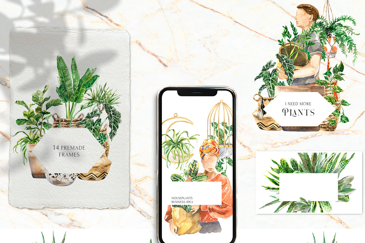 Stay Home & Love Plants Collection, a Decorative Illustration by Cat In Colour (Photo 4 of 10)