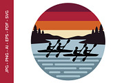Twin Kayaks on Water vector art, a Sport Illustration by nandinigraphics (Thumbnail 1 of 3)