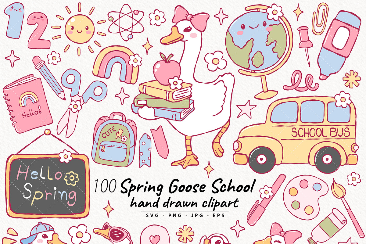 Spring Goose School Clipart, an Education Illustration by TitaLivingArt (Photo 1 of 10)