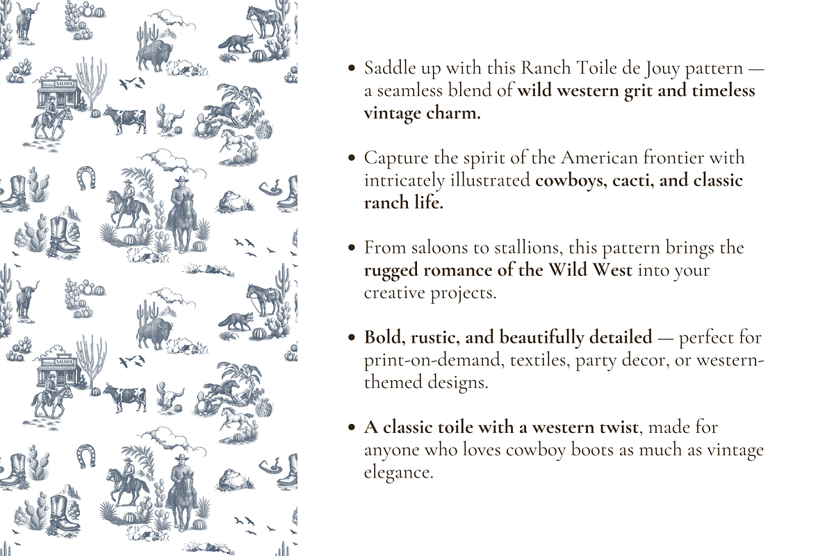 Rustic Ranch Toile de Jouy Pattern, a Background Graphic by Hughes Studio (Photo 3 of 8)