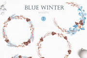 Watercolor Blue Winter Clipart, an Illustration by YuliyaArtGarden (Thumbnail 4 of 9)
